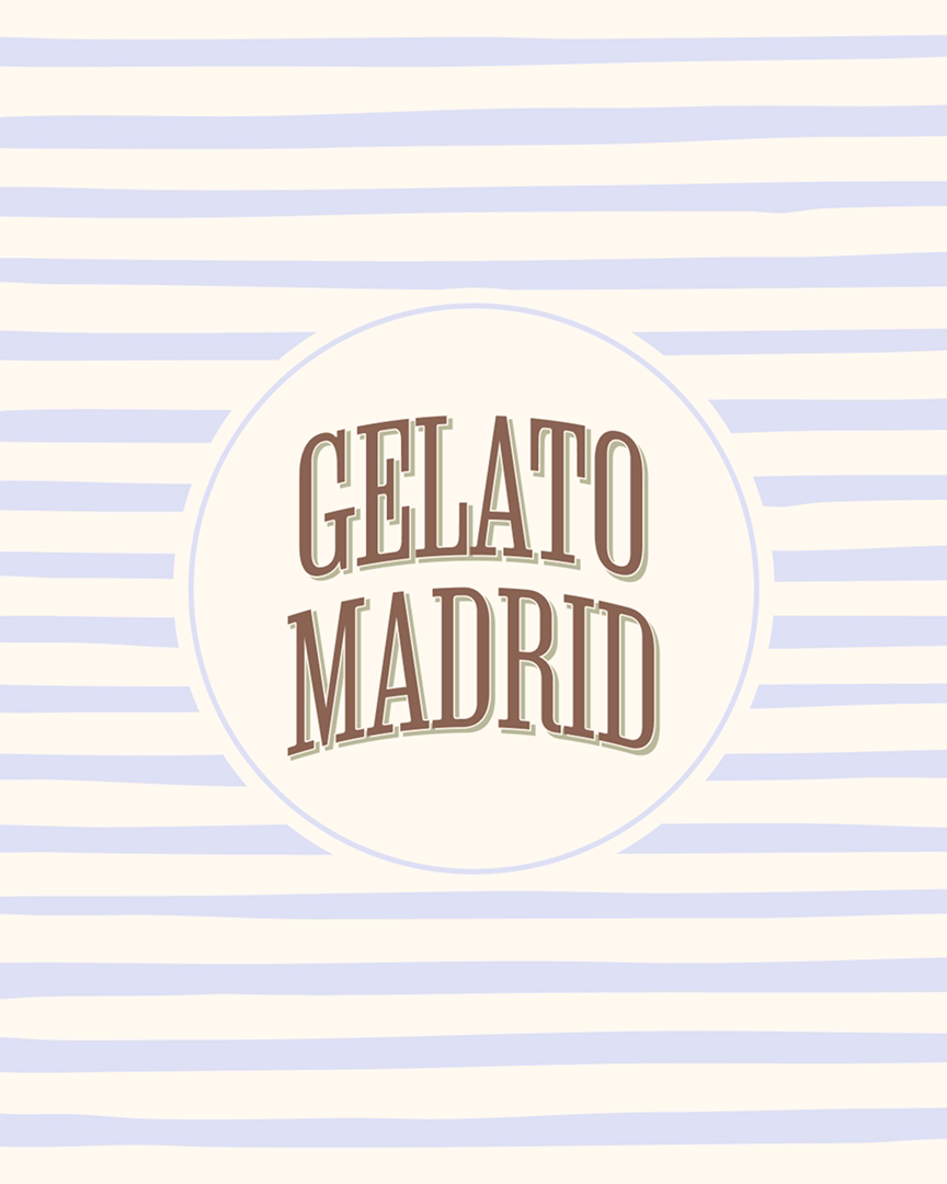 Logotipo Gelato Madrid sobre un fondo de líneas